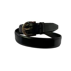 Genuine SALVATORE FERRAGAMO Black Patent Leather Belt 34 Made In Italy Unisex